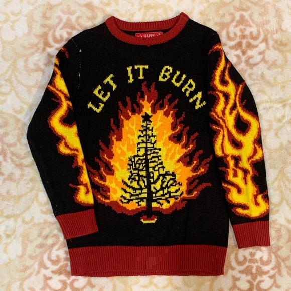 Knitted LET IT BURN Sweater - Picture 1 of 1